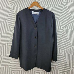 Vintage Anne Klein 100% Wool Blazer Jacket size 12 Career black profession